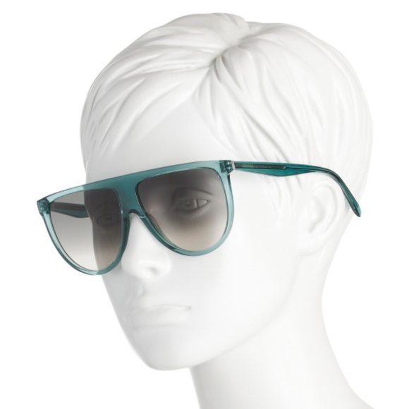 CELINE Thin Shadow Acetate Flat Top Aviator Sunglasses Turquoise Blue CL40006I - Picture 2 of 3